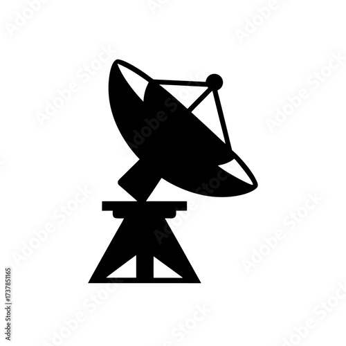Silhouette of a satellite dish antenna icon on transparent background