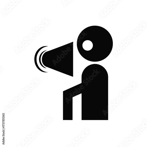 Person speaking into a megaphone icon art on transparent background silhouette