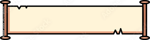 Illustration of a vintage scroll banner with torn edges for message presentation