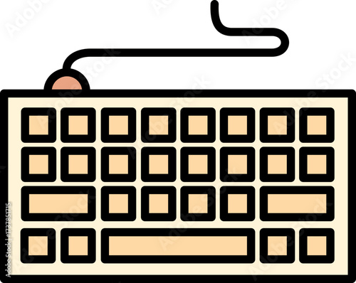 Stylized vector illustration of a computer keyboard with a retro aesthetic