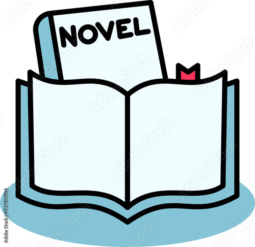 Novel Illustration: Open Book with Blank Pages for Writing and Design Project