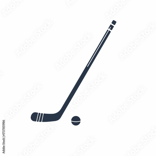 Simple Silhouette Hockey Stick and Puck Sport Equipment Illustration