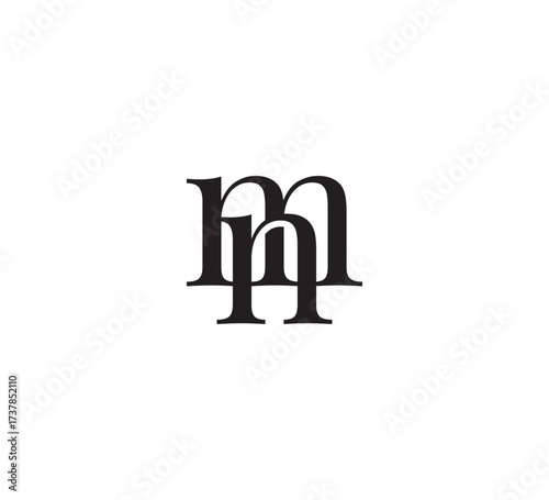 Elegant Serif Monogram Logo with Overlapping Initial Letters – Vintage and Modern Branding Design mn