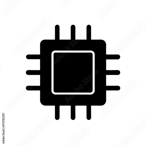 Illustration of a simple computer chip icon on transparent background silhouette