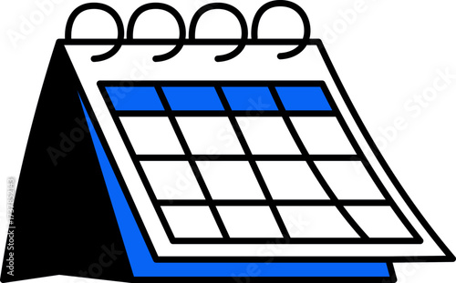 Stylish blue and white calendar icon for scheduling and reminder applications