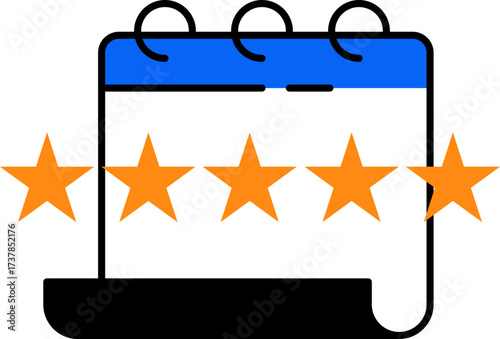 Vector illustration of calendar icon with orange stars indicating ratings