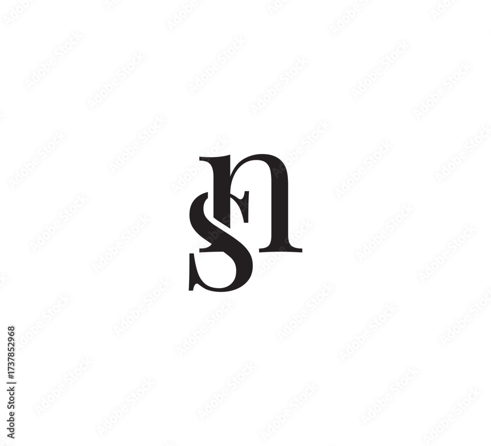 Obraz premium Elegant Serif Monogram Logo with Overlapping Initial Letters – Vintage and Modern Branding Design sn