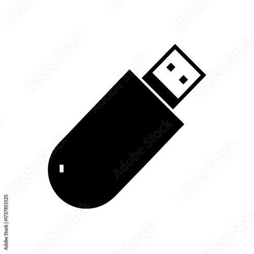 Black usb flash drive on white background on transparent background silhouette