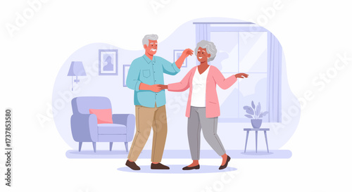 Senior Couple Enjoying Dancing Together At Home In Comfort