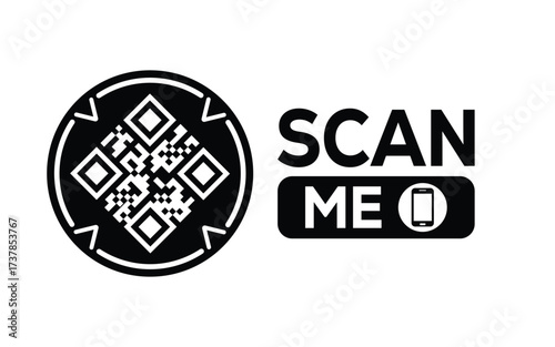 QR code scan icon set. Scan me frame. QR code scan for smartphone. QR code for mobile app, payment and identification. Vector illustration.