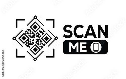 QR code scan icon set. Scan me frame. QR code scan for smartphone. QR code for mobile app, payment and identification. Vector illustration.