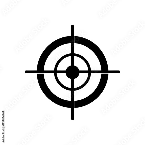 Target with concentric circles and crosshair on transparent background silhouette
