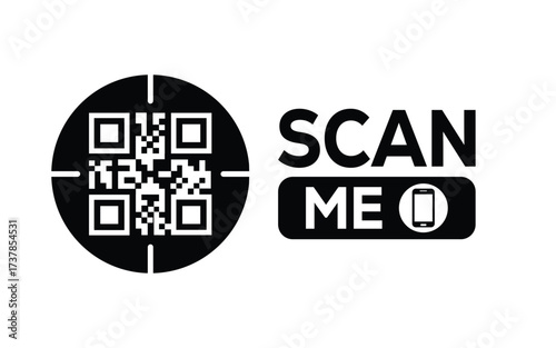 QR code scan icon set. Scan me frame. QR code scan for smartphone. QR code for mobile app, payment and identification. Vector illustration.