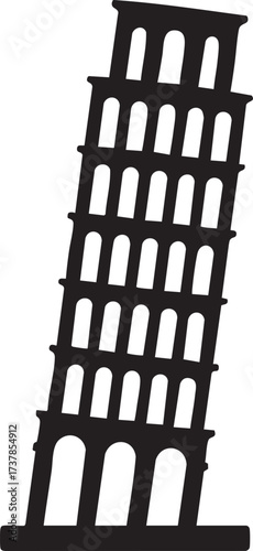 Leaning Tower Pisa silhouette vector