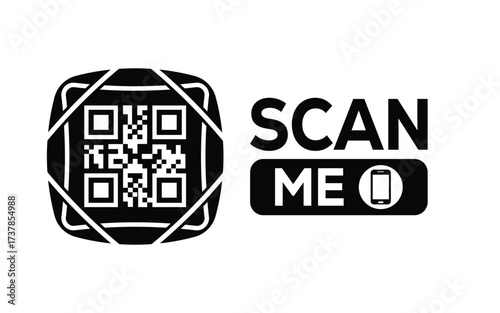 QR code scan icon set. Scan me frame. QR code scan for smartphone. QR code for mobile app, payment and identification. Vector illustration.