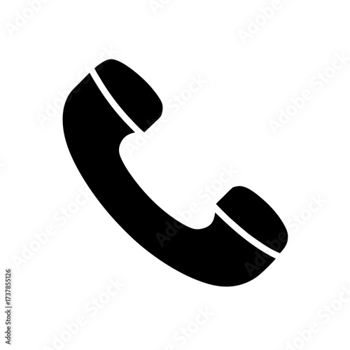 Black telephone receiver icon illustration on transparent background silhouette