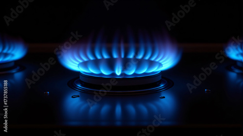 Gas Stove with Burning Blue Flame