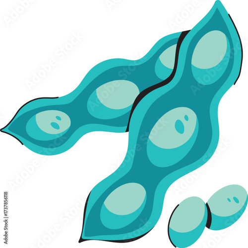 Edamame Soybean Pod Hand Drawn Vector on White Background