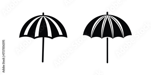beach umbrella silhouette icon vector illustration
