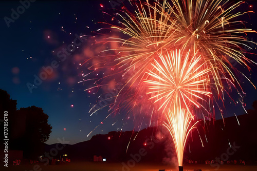 Colorful Diwali Fireworks Celebration Background – Festive Lights, Sparkles, and Night Sky for Festival of Lights