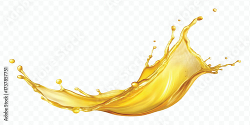 realistic fresh smooth liquid oil splash in mid air cut out and curve style isolated on transparent background