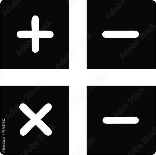 Black and White Mathematical Operations Symbols Displayed as an Abstract Design