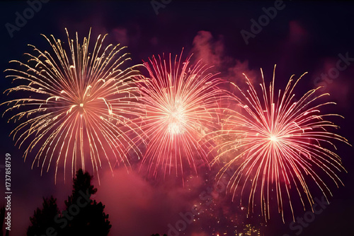 Colorful Diwali Fireworks Celebration Background – Festive Lights, Sparkles, and Night Sky for Festival of Lights