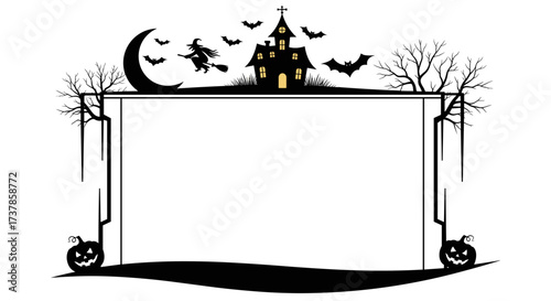  Haunted Frame with Moonlit House and Bare Trees