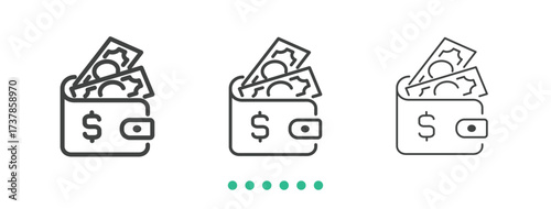 Wallet icon. Thin line icon vector