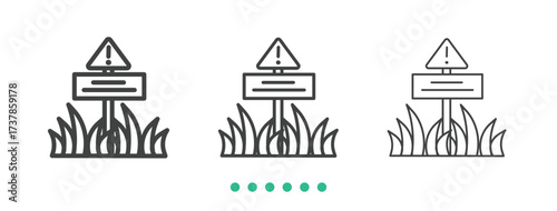 Warning board icon. Thin line icon vector