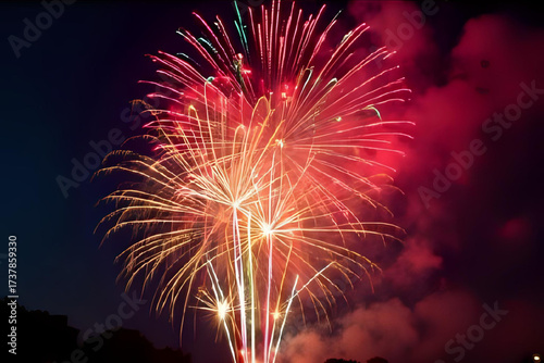 Colorful Diwali Fireworks Celebration Background – Festive Lights, Sparkles, and Night Sky for Festival of Lights