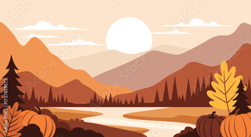 Quiet Autumn Lake at Sunset