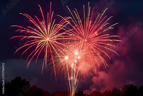 Colorful Diwali Fireworks Celebration Background – Festive Lights, Sparkles, and Night Sky for Festival of Lights