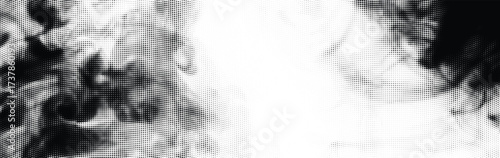 Abstract black and white vector smoke  effect background. Halftone dot pattern with gradient transition from dark edges to a light center.