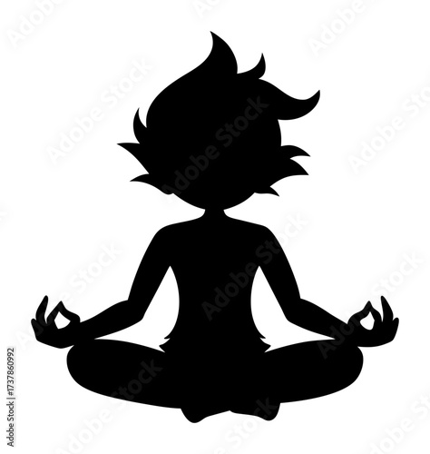 Vector art of silhouette of a person meditating in lotus pose