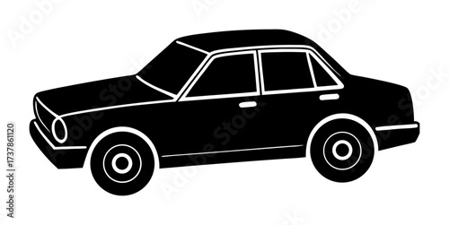 Vector art of black sedan car silhouette