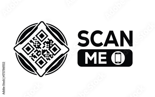 QR code scan icon set. Scan me frame. QR code scan for smartphone. QR code for mobile app, payment and identification. Vector illustration.