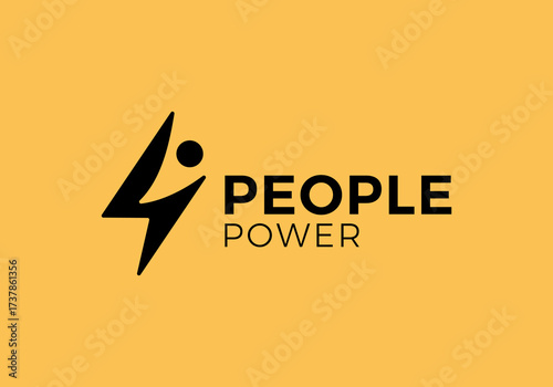abstract people with lighting power energy logo vector design