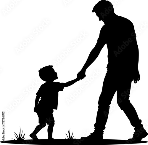 Father and Daughter Holding Hands Walking Silhouette