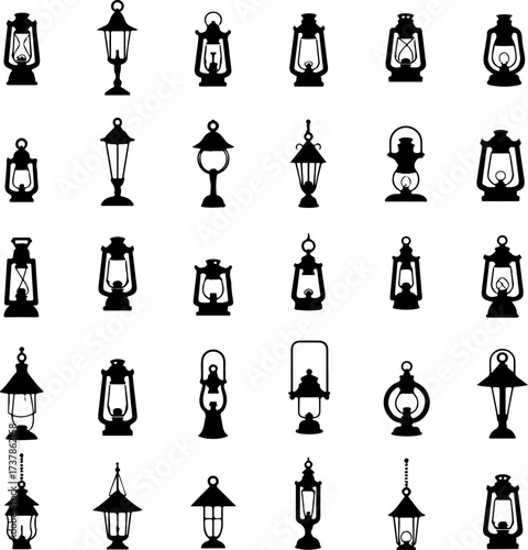 Vintage Arabian and Kerosene Lantern Silhouette Bundle