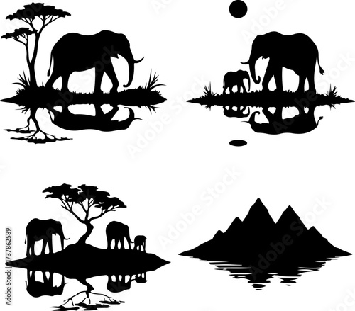African Sunset Silhouette Bundle
