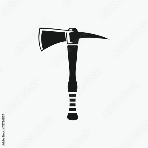 Pickaxe Stylized woodcut axe icon vector
