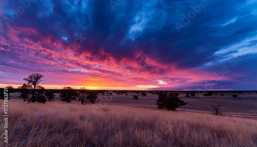 Dramatic Oklahoma Pink And Blue Sunset