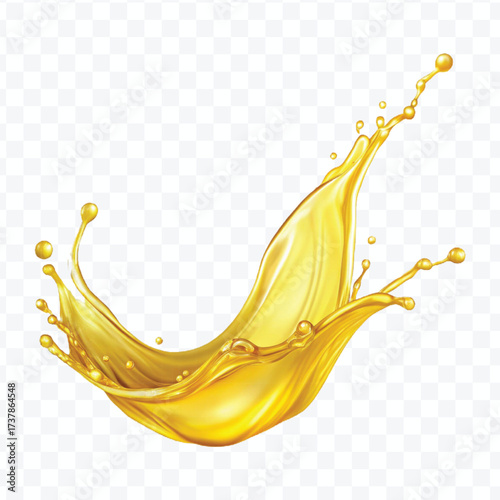 realistic fresh smooth liquid oil splash in mid air cut out and curve style isolated on transparent background