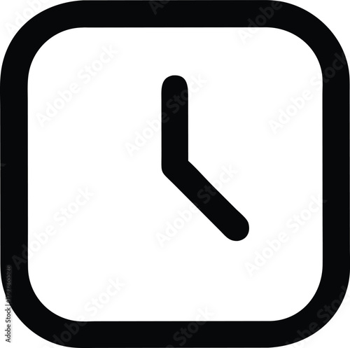 Minimalist Black and White Clock Icon Design for Time Management
