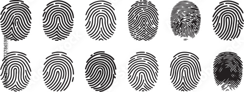 Fingerprint Vector Set, Digital Security Icon, Identity Scan Illustration, Biometric Authentication Design, Crime Investigation Art, Modern Technology Vector, Finger Identity Symbol, Forensic Science 