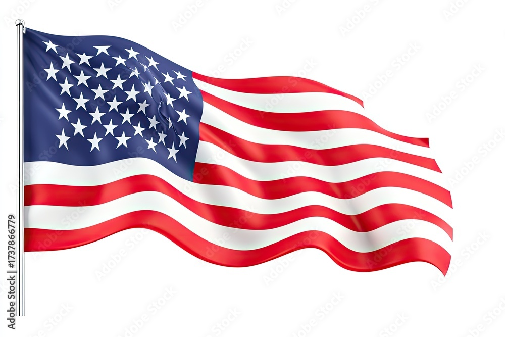 Fototapeta premium American flag waving proudly in the breeze