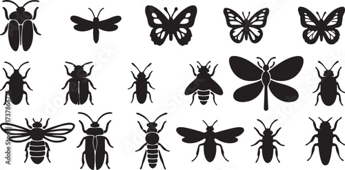 insect icons, bug vector, beetle design, fly symbol, nature bug, entomology art, animal pattern, small creature, biology shape, wildlife concept