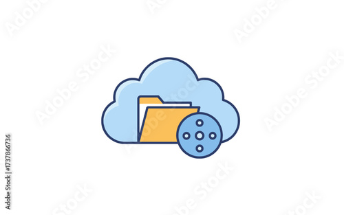 Cloud storage folder with a control panel icon, representing cloud management.
