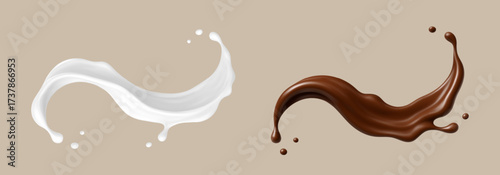 Milk and chocolate splash waves. Vector illustration